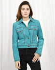 Genuine Vintage  leather Women shirt  jacket  dress ladies girl