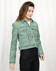 Genuine Vintage  leather Women shirt  jacket  dress ladies girl