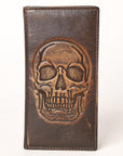 AMERICAN TANNER Genuine Leather Hand Burnished Long Bifold Wallet For Men Women H7 X W3.5 X D0.5