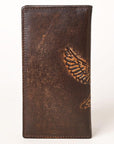 AMERICAN TANNER Genuine Leather Hand Burnished Long Bifold Wallet For Men Women H7 X W3.5 X D0.5