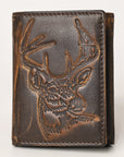 AMERICAN TANNER Genuine Leather Hand Burnished Trifold Wallet For Men Women H4.25 X W3 X D0.5