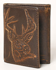 AMERICAN TANNER Genuine Leather Hand Burnished Trifold Wallet For Men Women H4.25 X W3 X D0.5