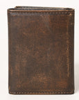 AMERICAN TANNER Genuine Leather Hand Burnished Trifold Wallet For Men Women H4.25 X W3 X D0.5