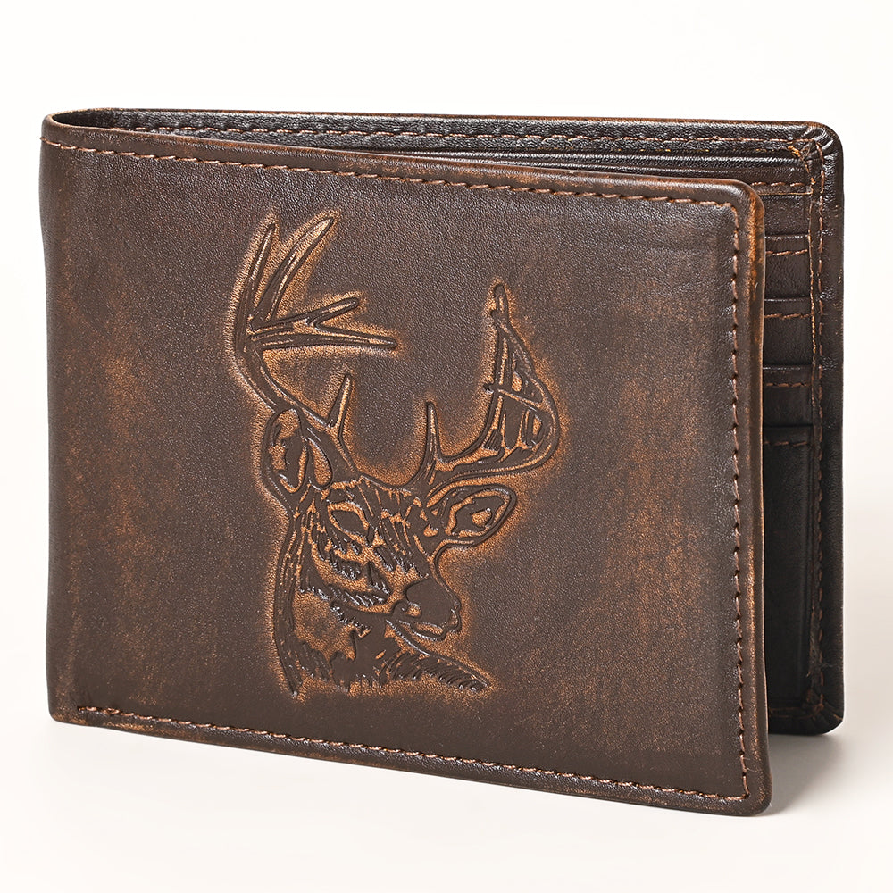 AMERICAN TANNER Genuine Leather Hand Burnished Bifold Wallet For Men Women H3.5 X W4.75 X D0.5