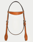 Hilason Western Horse Genuine Leather Headstall Bridle Engraved GS Concho Chestnut