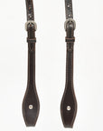 Hilason Western Horse Genuine Leather One Ear Headstall Bridle Engraved GS Concho Brown