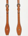 Hilason Western Horse Genuine Leather One Ear Headstall Bridle Engraved GS Concho Chestnut