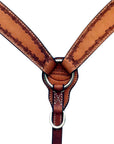 Hilason Western Horse Barb Wire Hand Tooled American Leather Breast Collar Light Oiled