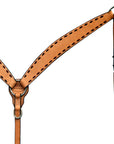 HILASON Western Genuine Leather Horse V Shaped Breast Collar Oiled Tan