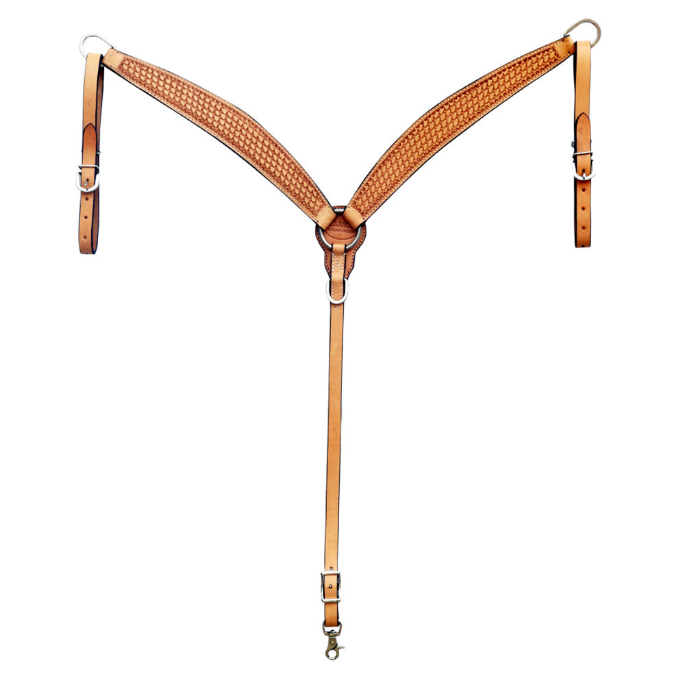 HILASON Western Genuine Leather Horse V Shaped Breast Collar Oiled Tan