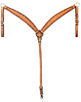 Hilason Western Horse Barb Wire Hand Tooled American Leather Breast Collar Oiled Tan