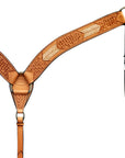 HILASON Western Genuine Leather Horse V Shaped Breast Collar Oiled Tan