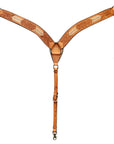 HILASON Western Genuine Leather Horse V Shaped Breast Collar Oiled Tan