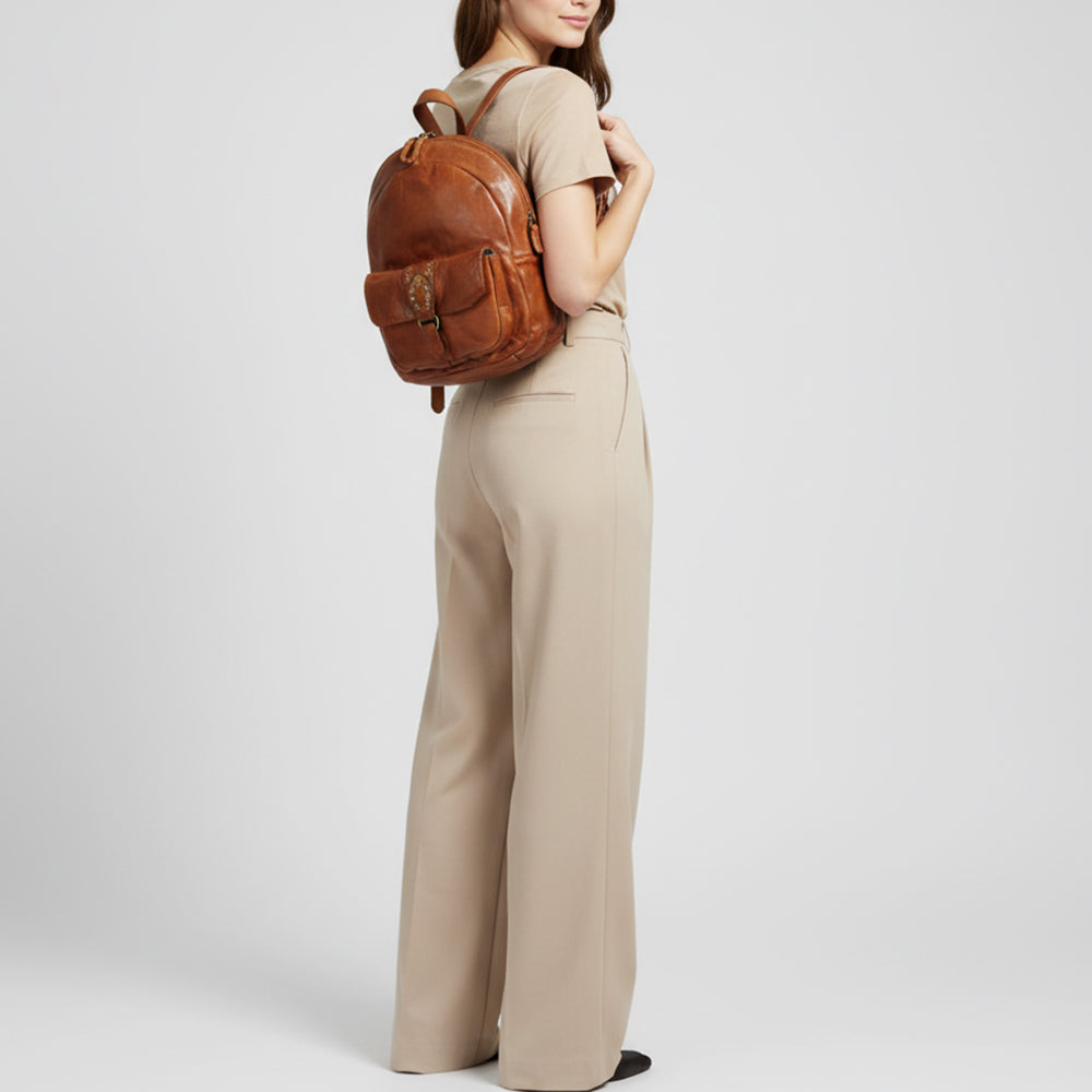 Spaghetti Western Full Grain Vintage Leather Backpack Rucksack with YKK Zipper