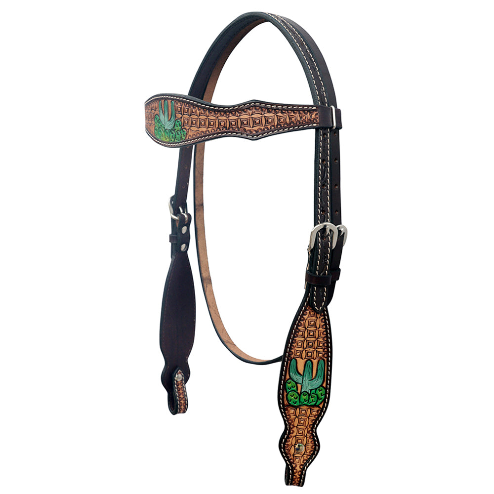 HILASON Western Leather Horse Headstall &amp; Breast Collar Hand Tooled Tan | Leather Headstall | Leather Breast Collar