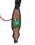 Hilason Horse Cactus Hand Painted American Leather Breast Collar Headstall Brown