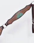 Hilason Horse Cactus Hand Painted American Leather Breast Collar Headstall Brown