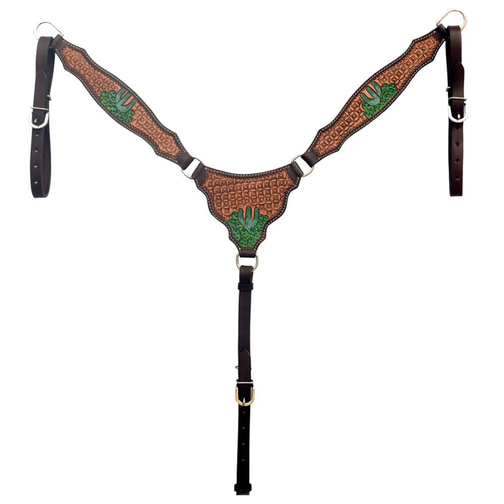 HILASON Western Leather Horse Headstall &amp; Breast Collar Hand Tooled Tan | Leather Headstall | Leather Breast Collar