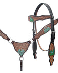 Hand-Carved Leather Western Headstall And Breast Collar Set For Training And Showing