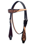 HILASON Western Leather Horse Headstall & Breast Collar Floral Carved Tan | Leather Headstall | Leather Breast Collar