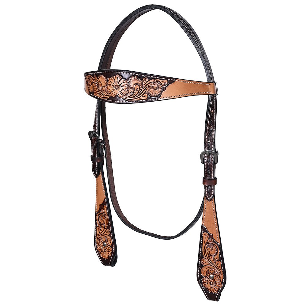 HILASON Western Horse Headstall &amp; Breast Collar American Leather Floral Carving