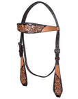 HILASON Western Horse Headstall & Breast Collar American Leather Floral Carving