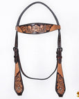 HILASON Western Horse Headstall & Breast Collar American Leather Floral Carving