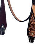 HILASON Western Leather Horse Headstall & Breast Collar Floral Carved Tan | Leather Headstall | Leather Breast Collar