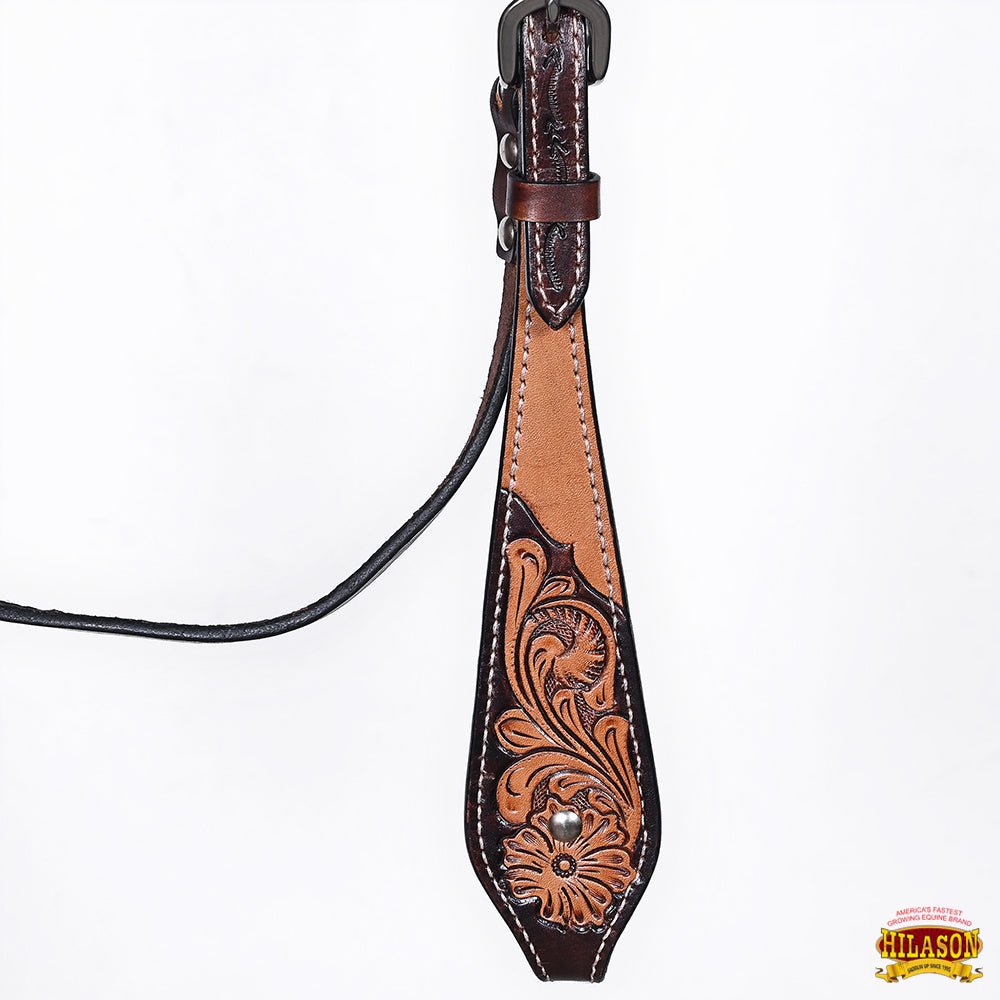 HILASON Western Horse Headstall &amp; Breast Collar American Leather Floral Carving