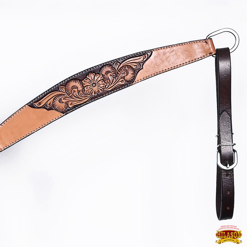 HILASON Western Horse Headstall &amp; Breast Collar American Leather Floral Carving