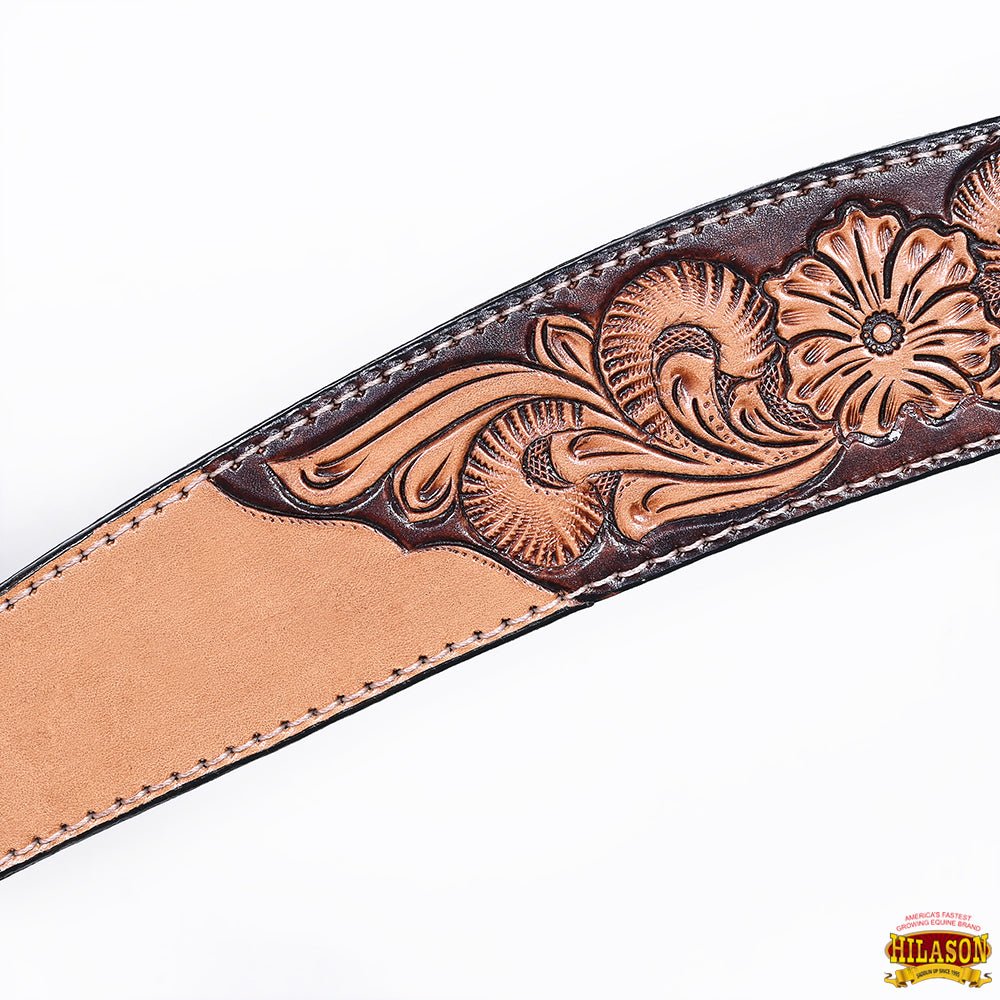 HILASON Western Horse Headstall &amp; Breast Collar American Leather Floral Carving