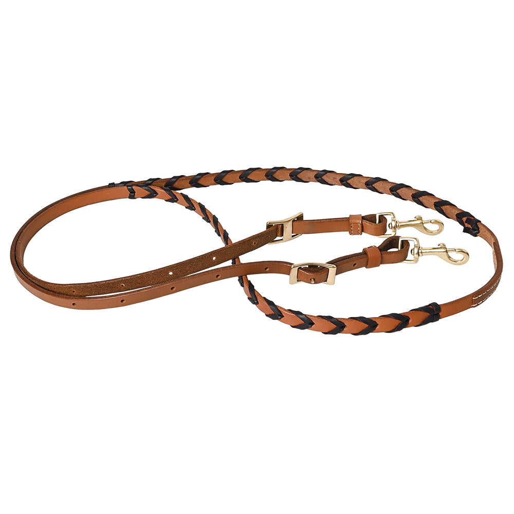 8 Feet Hilason Western Horse American Leather Laced Barrel Roper Reins Brown