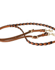 8 Feet Hilason Western Horse American Leather Laced Barrel Roper Reins Brown