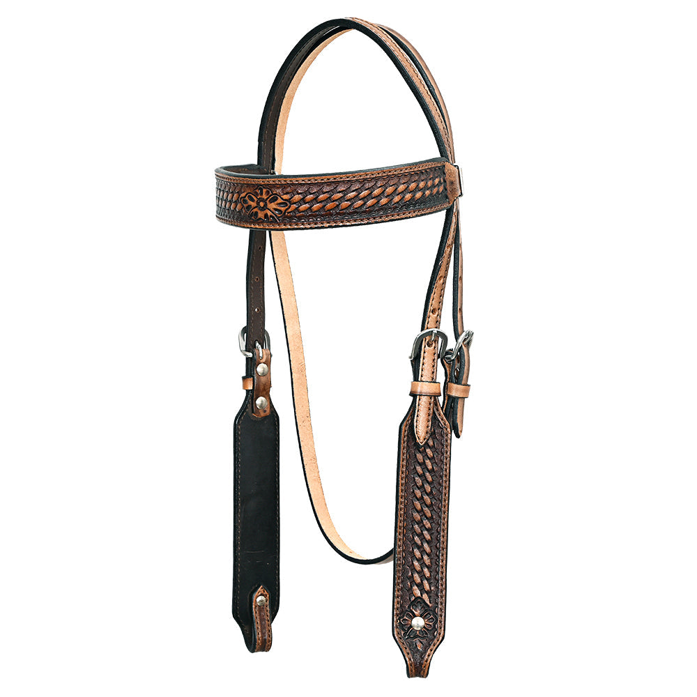 HILASON Western Horse Genuine American Leather Headstall &amp; Breast Collar Set Brown