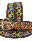 HILASON Western Genuine Leather Belt for Men Women Cowboy Cowgirl Handmade Unisex Full Grain Heavy Duty Tooled Beaded Belt