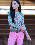 CACTUS FLORAL MESH LAYERING TOP