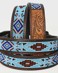 HILASON Beaded Leather Western Belt - Hand-Tooled Unisex Cowboy