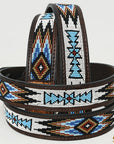 Hilason Hand-Tooled Leather Western Beaded Belt