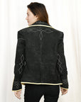 Genuine Vintage  leather Women shirt Blazer jacket  dress ladies girl