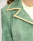 Genuine Vintage  leather Women shirt Blazer jacket  dress ladies girl