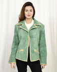 Genuine Vintage  leather Women shirt Blazer jacket  dress ladies girl
