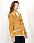 Genuine Vintage  leather Women shirt Blazer jacket  dress ladies girl