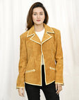 Genuine Vintage  leather Women shirt Blazer jacket  dress ladies girl