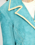 Genuine Vintage  leather Women shirt Blazer jacket  dress ladies girl