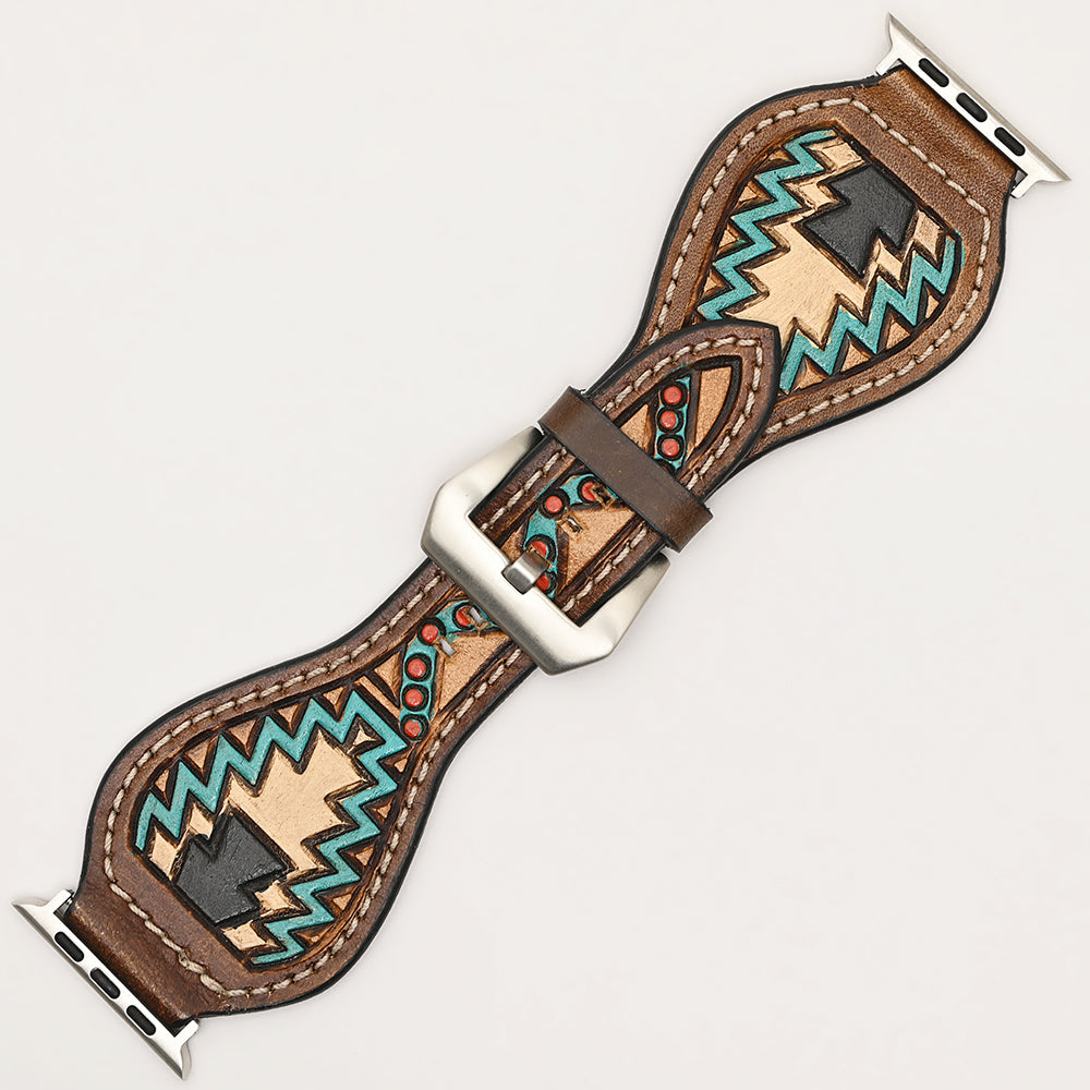 American Darling Beautifully Hand Tooled Genuine American Leather I watch Strap Men and Women Unisex