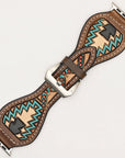 American Darling Beautifully Hand Tooled Painted Genuine Leather I watch Strap Men and Women Unisex