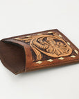 Hilason Western Floral Stylish Women & Men Hand Tooled Genuine Leather Card-Holder