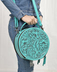 American Darling Canteen Hand Tooled Genuine Leather women bag western handbag purse