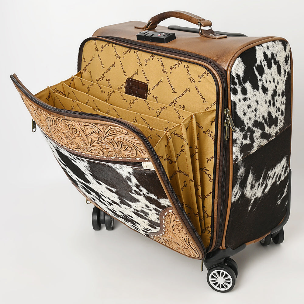American Darling Travel Case Beautifully Hand Tooled Hair-On Genuine Leather women bag western handbag purse