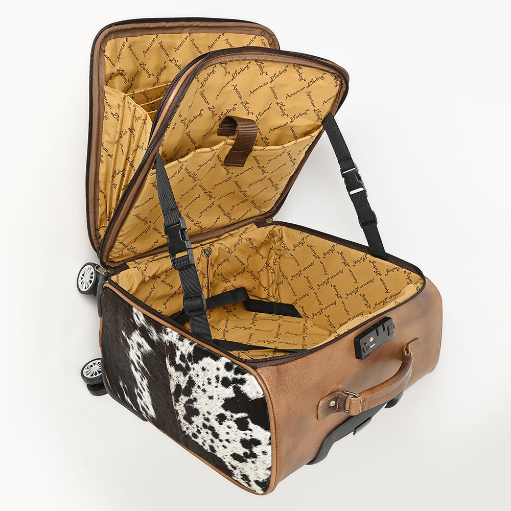 American Darling Travel Case Beautifully Hand Tooled Hair-On Genuine Leather women bag western handbag purse